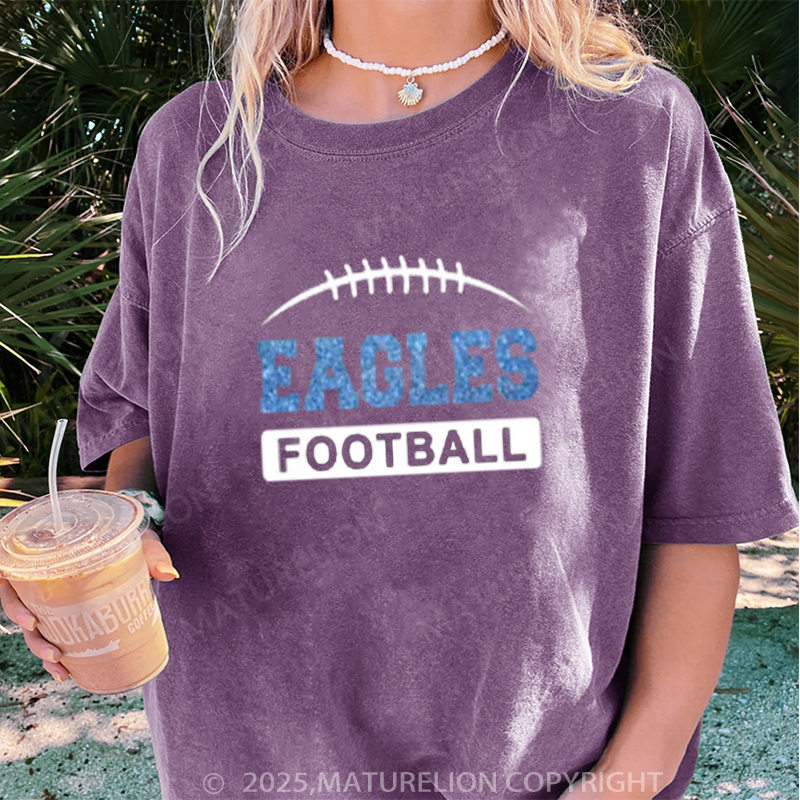 Maturelion Women's T-shirt Glitter Football Glitter DTG Washed T-shirt