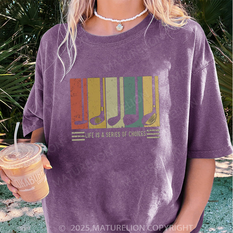 Maturelion Women's T-shirt Gifts For Golfers DTG Washed T-shirt