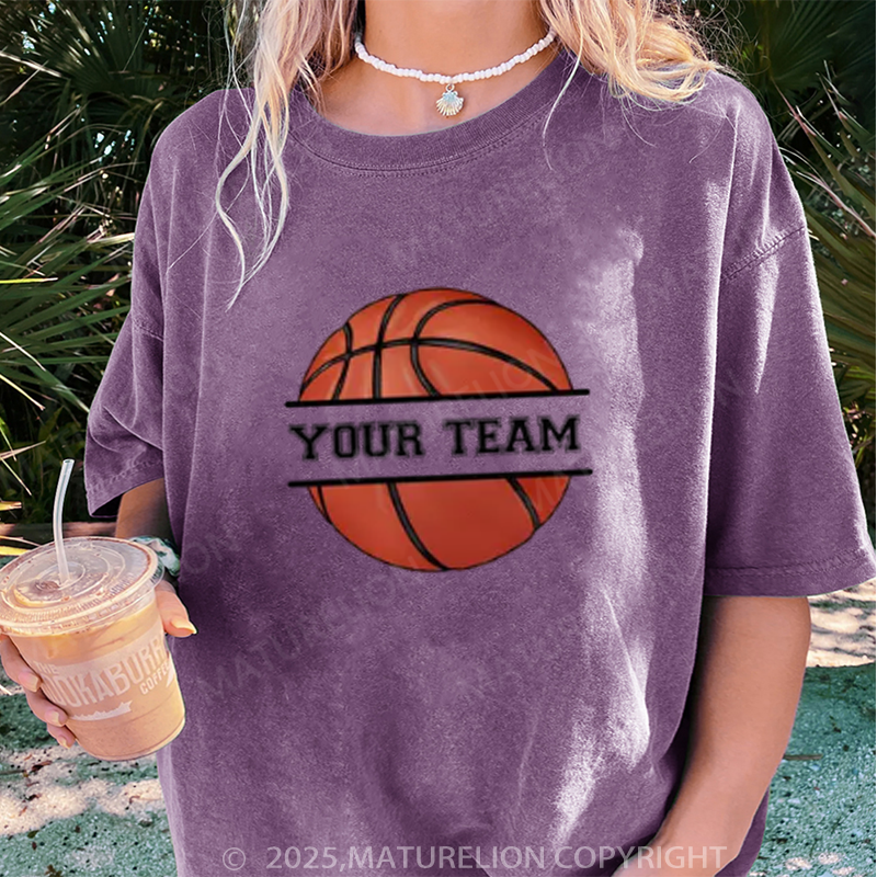 Maturelion Women's T-shirt Personalized Basketball DTG Washed T-shirt