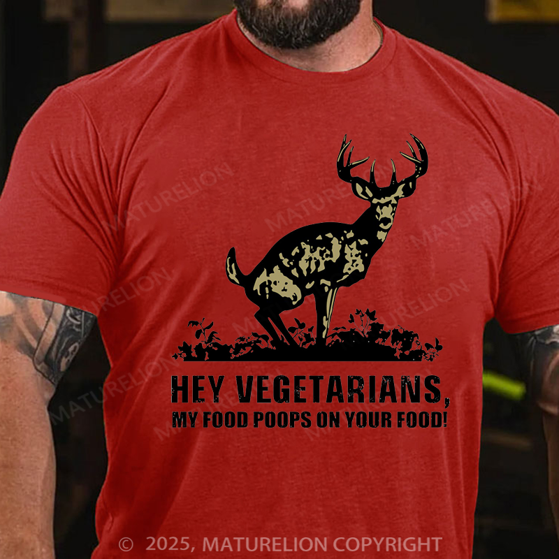 Maturelion Men's T-shirt Food Poops Vegetarians Essential Cotton T-shirt