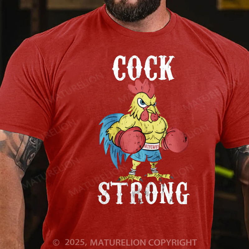 Maturelion Men's T-Shirt Boxing Chicken Cck Strong Cotton T-Shirt