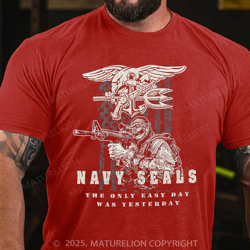 Maturelion Men's T-shirt Navy Seals Easy Day Cotton T-shirt
