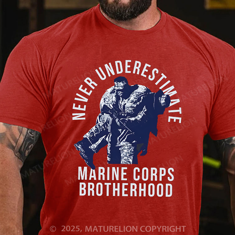 Maturelion Men's T-Shirt Never Underestimate Brotherhood Cotton T-Shirt