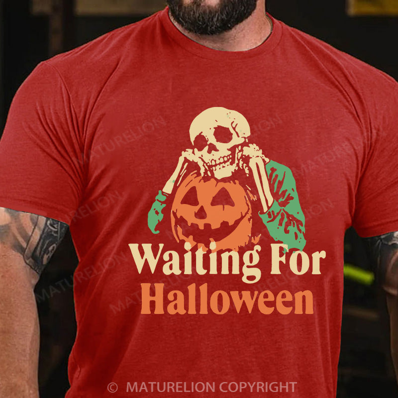 Maturelion Men's T-shirt Waiting For Halloween Cotton T-shirt