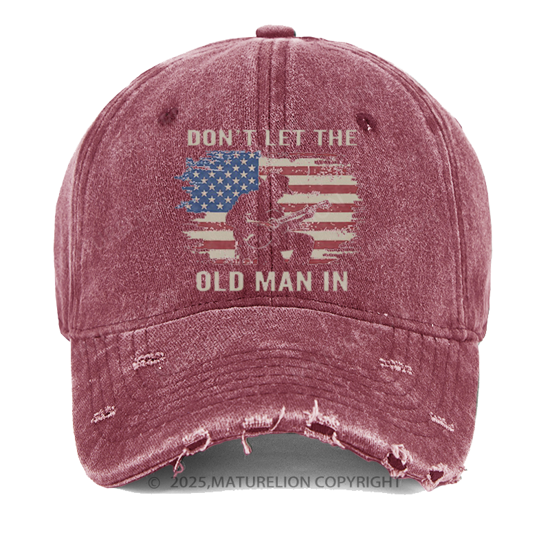 Maturelion Men's Cap Don't Let The Old Man In Cowboy US Flag Washed Vintage Cap