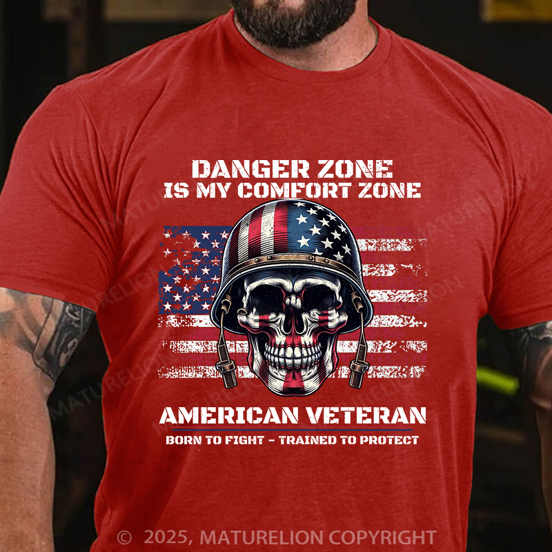 Maturelion Men's T-Shirt Veteran American Flag Cotton T-Shirt