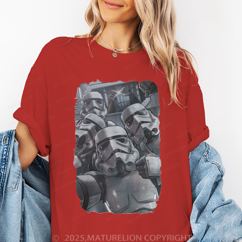 Maturelion Women's T-Shirt Vintage Star Wars Storm Strooper Selfie Cotton T-Shirt