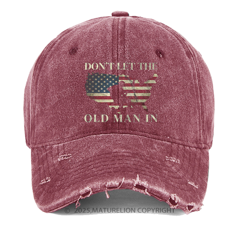 Maturelion Men's Cap Don't Let The Old Man In Vintage American flag Washed Vintage Cap