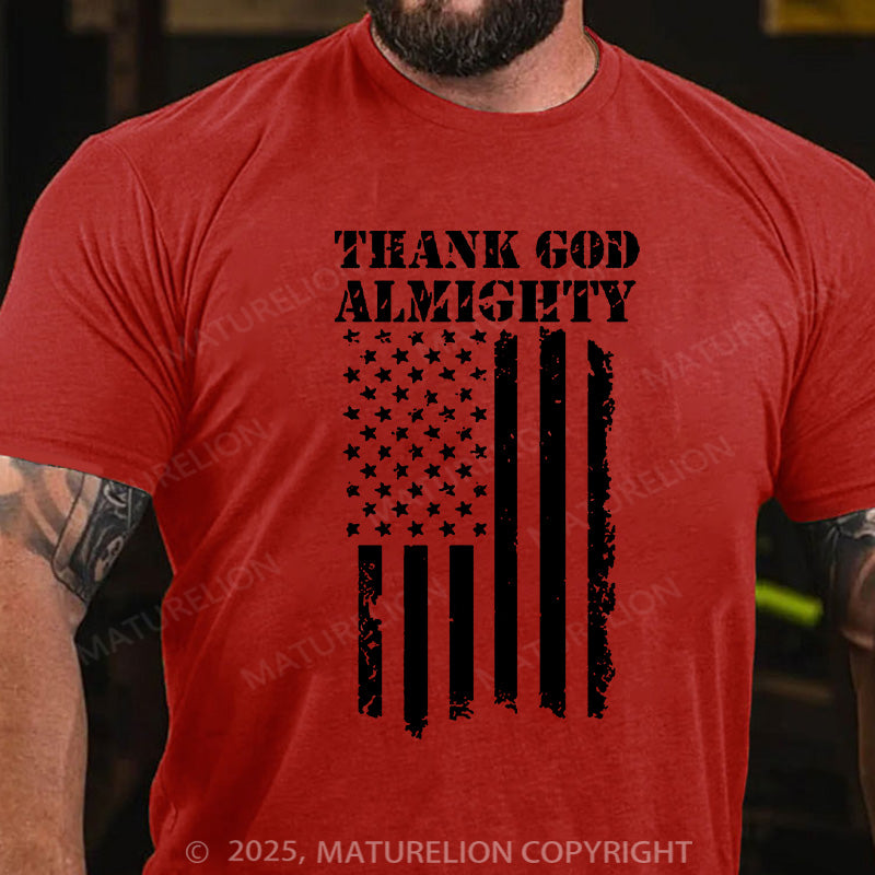 Maturelion Men's T-shirt Thank God Almighty Cotton T-shirt