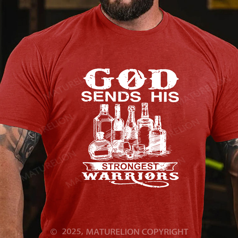 Maturelion Men's T-Shirt God Saves His Hardest Battles Cotton T-shirt