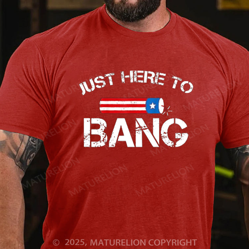 Maturelion Men's T-shirt Fireworks Just Here To Bang 4th Of July T-shirt