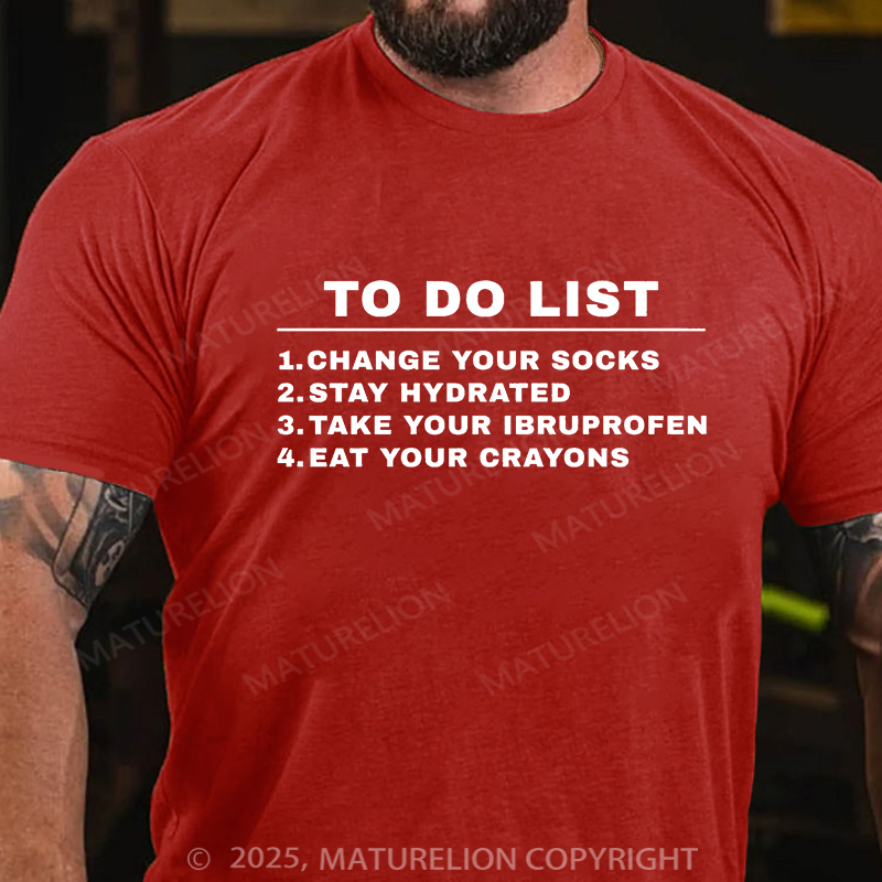 Maturelion Men's T-shirt To Do List Cotton T-shirt