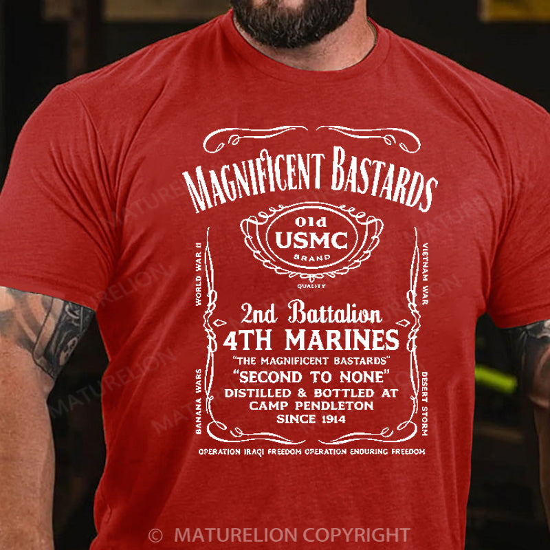 Maturelion Men's T-shirt Marines Whiskey Label Motto Cotton T-shirt