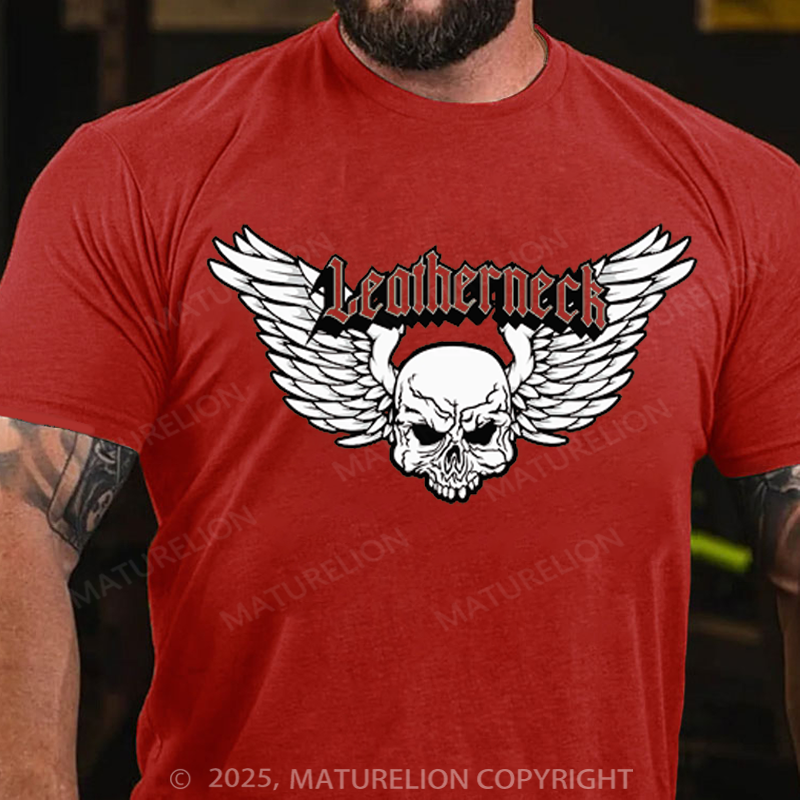 Maturelion Men's T-shirt Leatherneck Skull Cotton T-shirt
