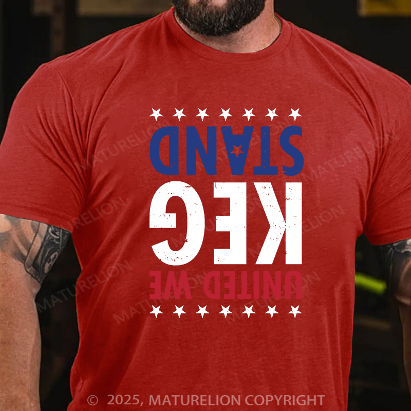 Maturelion Men's T-shirt United We Keg Stand Cotton T-shirt