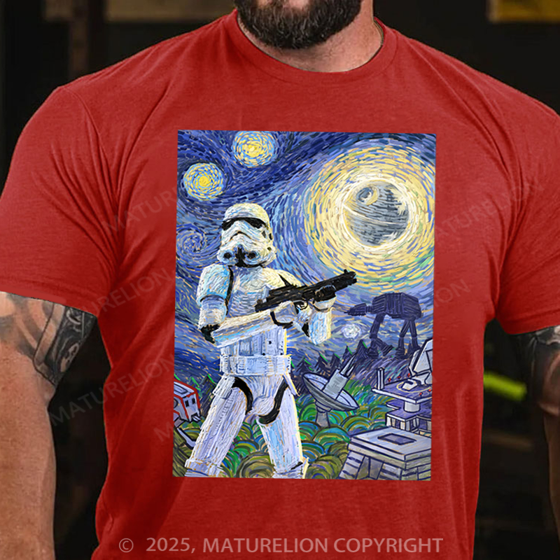 Maturelion Men's T-Shirt Star Wars Stormtrooper Starry Night Cotton T-Shirt