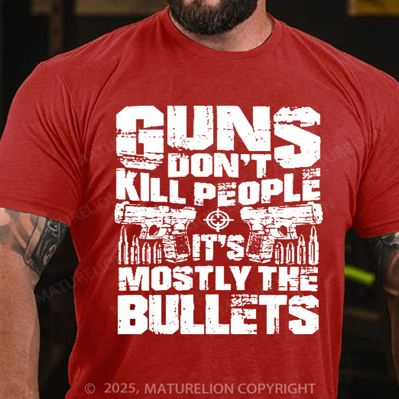 Maturelion Men's T-shirt Guns don't Kill people Cotton T-shirt