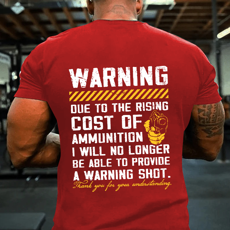 Maturelion Men's T-Shirt Warning Shot Cotton T-Shirt