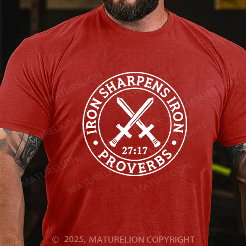 Maturelion Men's T-shirt Iron Sharpens Iron Cotton T-shirt