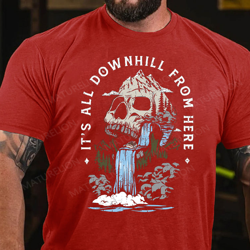 Maturelion Men's T-Shirt It's All Downhill From Here Cotton T-Shirt