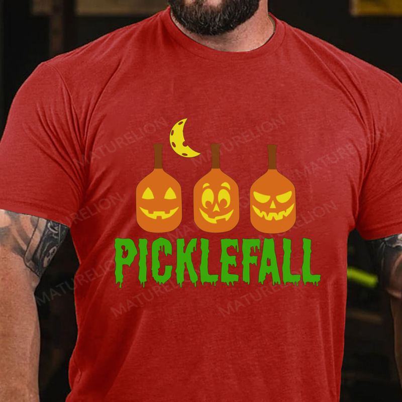 Maturelion Men's T-Shirt Happy Picklefall Halloween Cotton T-Shirt