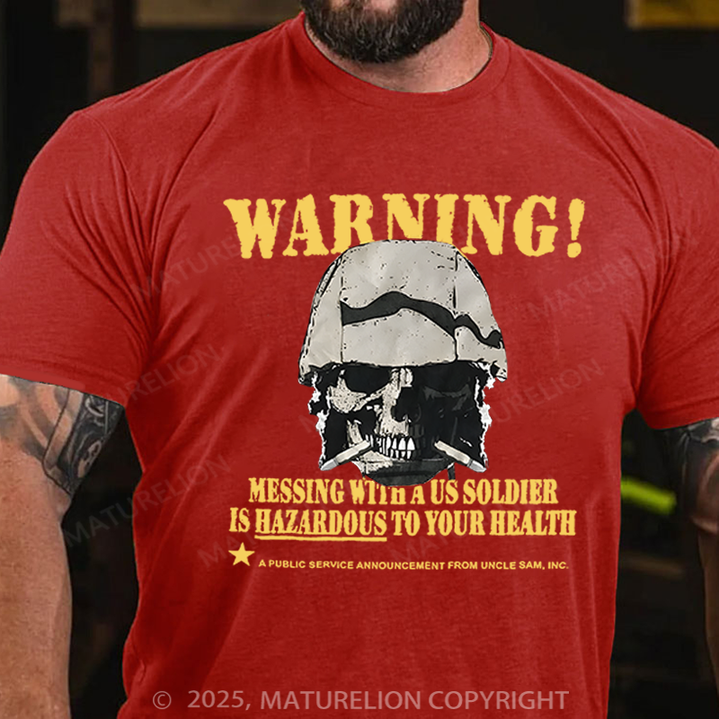 Maturelion Men's T-Shirt Military Graphic Skull Cotton T-Shirt