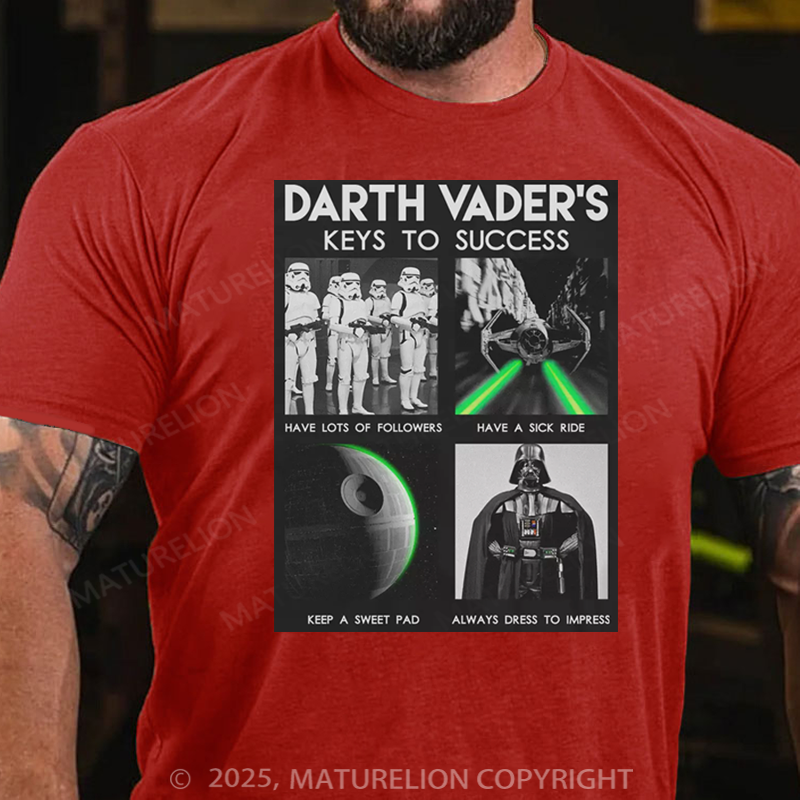 Maturelion Men's T-Shirt Darth Vader's Keys To Success Cotton T-Shirt