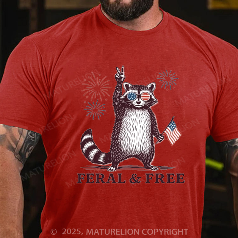 Maturelion Men's T-shirt feral-and-free 4th Of July T-shirt