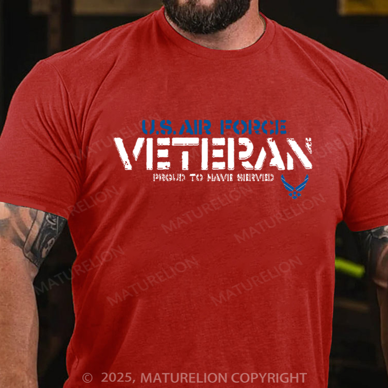 Maturelion Men's T-shirt US Air Force Veteran Cotton T-shirt