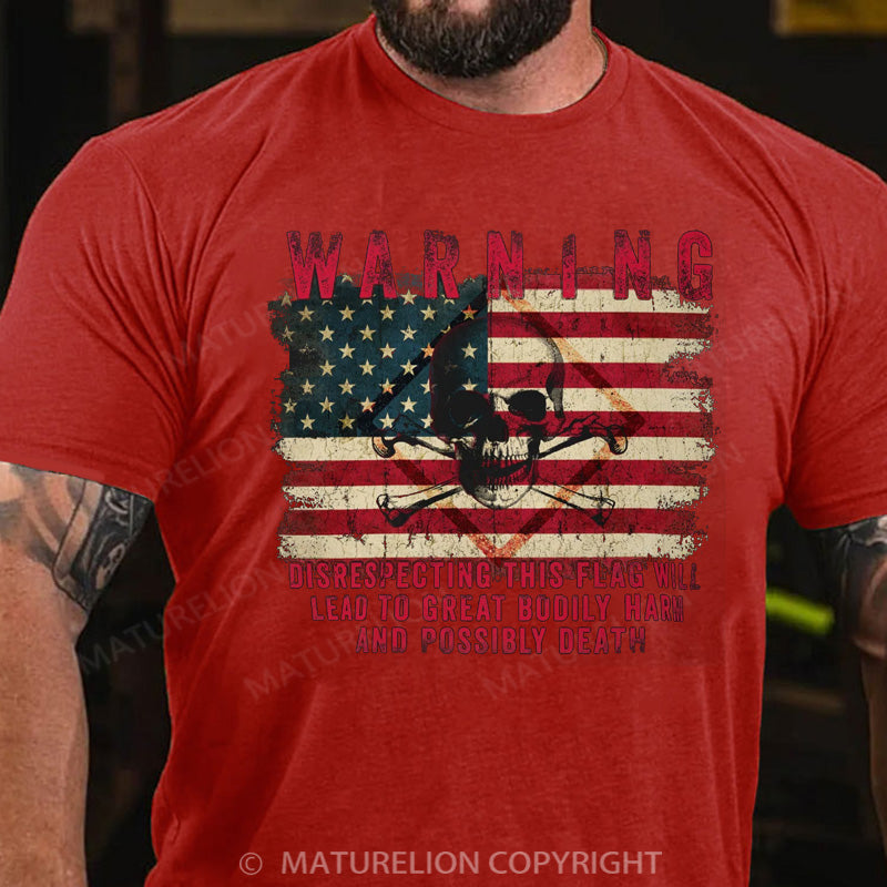 Maturelion Men's T-shirt Warning Made To Order Patriotic Cotton T-shirt