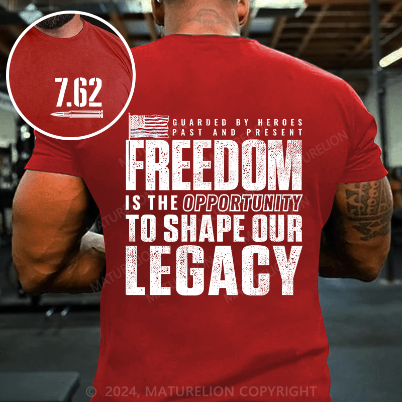 Maturelion Men's T-Shirt Freedom Guarded by Heroes Vintage Cotton T-Shirt