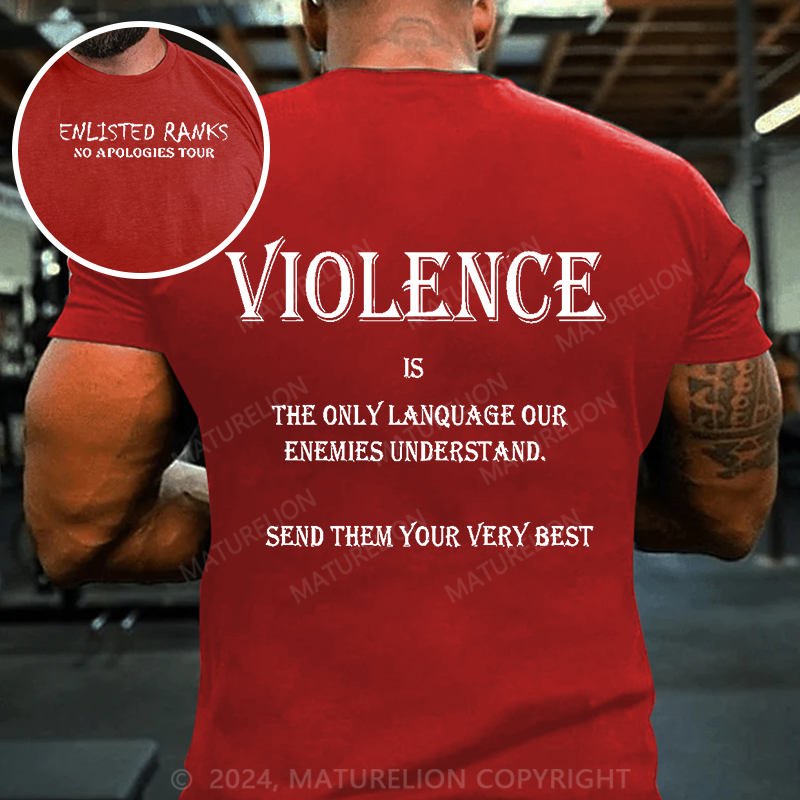 Maturelion Men's T-Shirt Violence Cotton T-Shirt