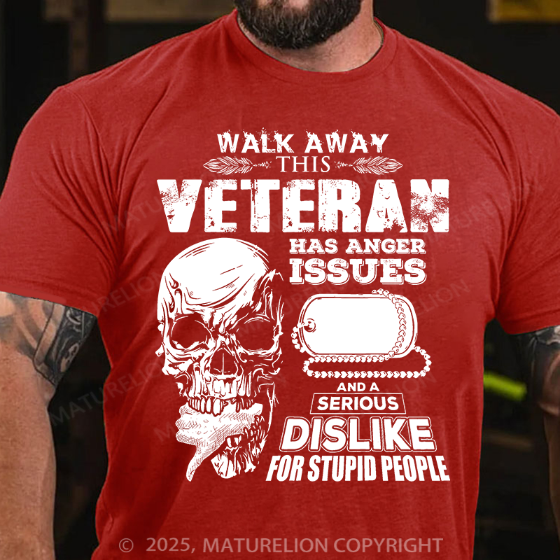 Maturelion Men's T-Shirt Veteran Skull Cotton T-Shirt