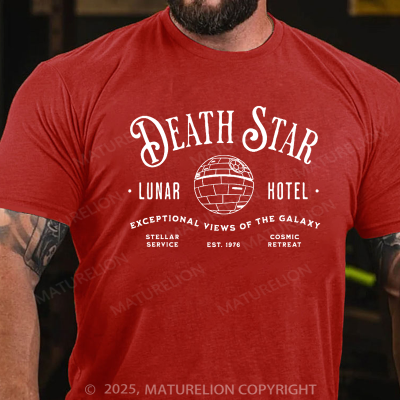 Maturelion Men's T-Shirt Death Star Lunar Hotel Cotton T-shirt