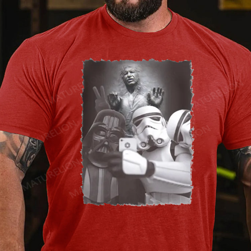 Maturelion Men's T-Shirt Darth Vader Stormtrooper Selfie Cotton T-Shirt