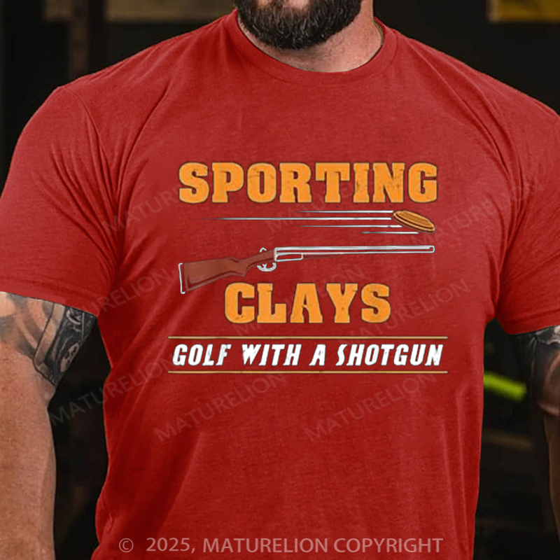 Maturelion Men's T-shirt Golf With A Shotgun Cotton T-shirt
