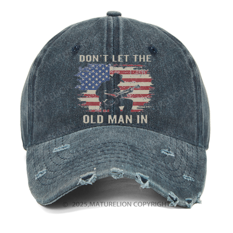 Maturelion Men's Cap Don't Let The Old Man In Cowboy US Flag Washed Vintage Cap