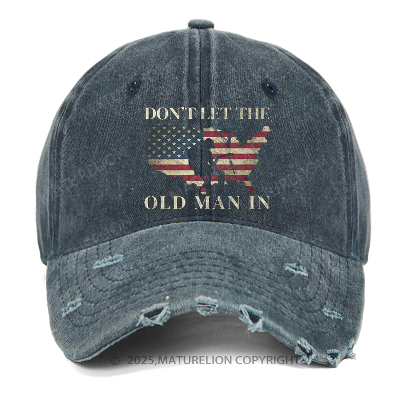 Maturelion Men's Cap Don't Let The Old Man In Vintage American flag Washed Vintage Cap