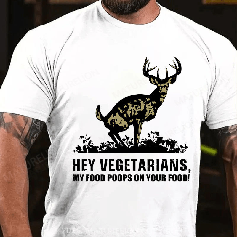 Maturelion Men's T-shirt Food Poops Vegetarians Essential Cotton T-shirt