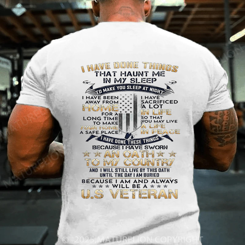Maturelion Men's T-shirt US Veteran Cotton T-shirt
