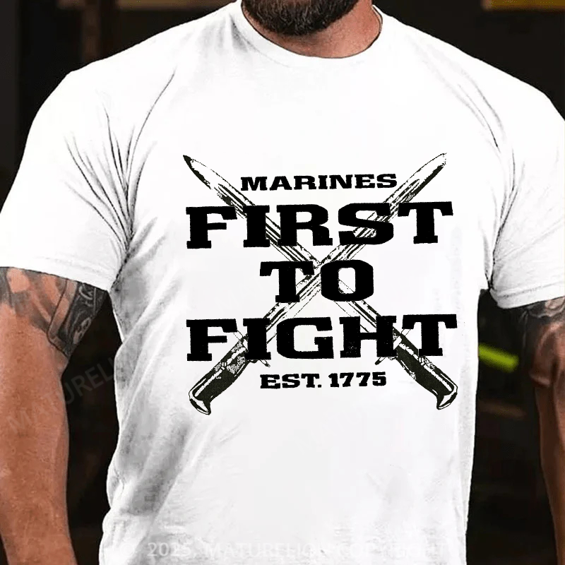 Maturelion Men's T-Shirt First To Fight Military Cotton T-Shirt