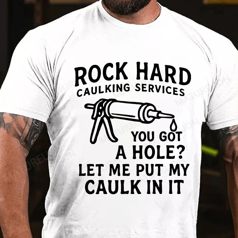 Maturelion Men's T-shirt Rock Hard Caulking Cotton T-shirt