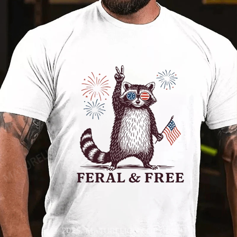 Maturelion Men's T-shirt feral-and-free 4th Of July T-shirt