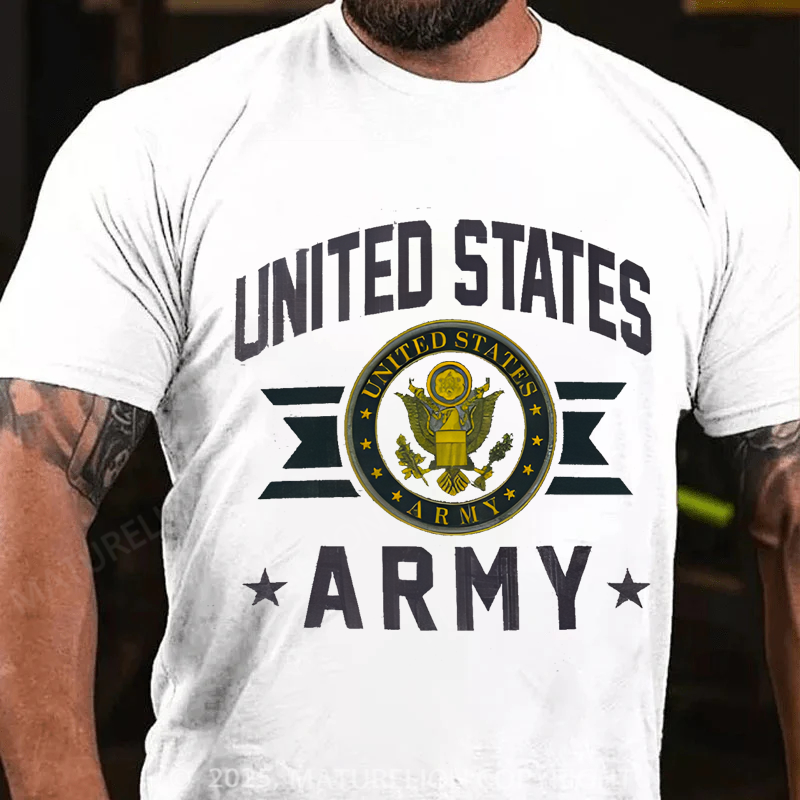 Maturelion Men's T-shirt vintage inspired Army distressed Cotton T-shirt