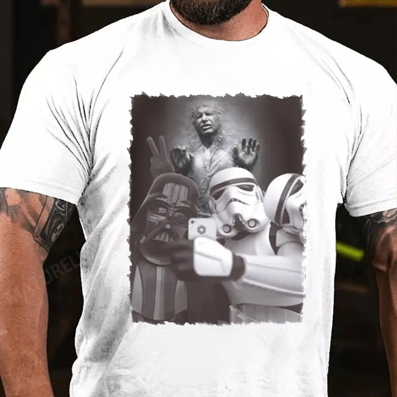 Maturelion Men's T-Shirt Darth Vader Stormtrooper Selfie Cotton T-Shirt