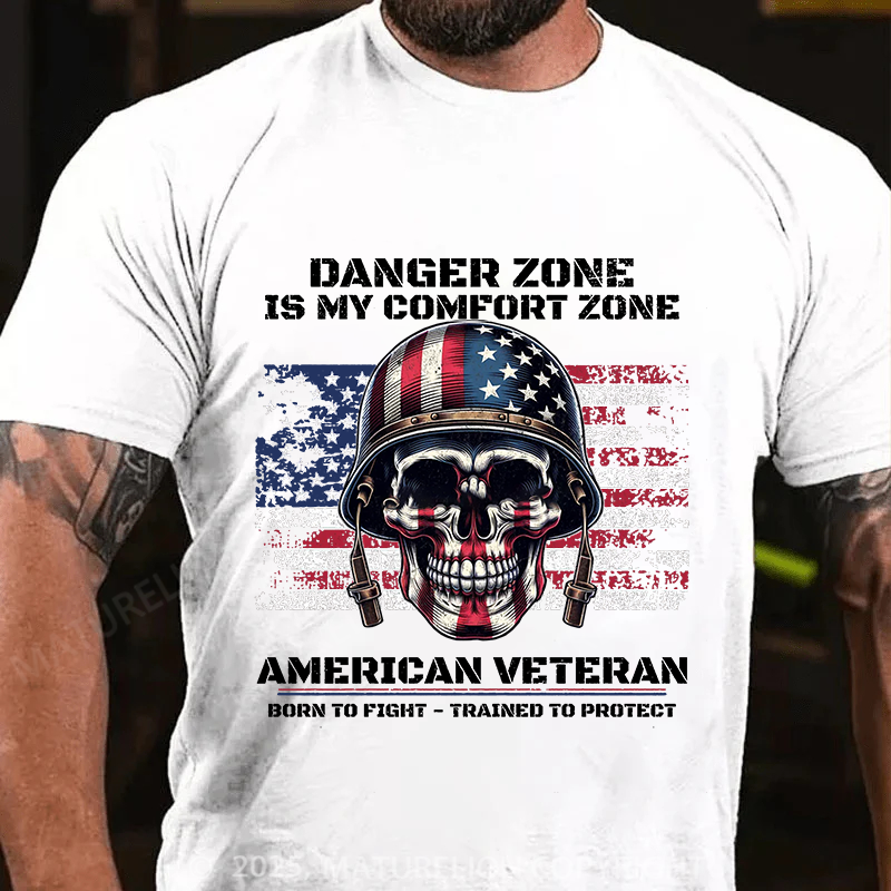 Maturelion Men's T-Shirt Veteran American Flag Cotton T-Shirt