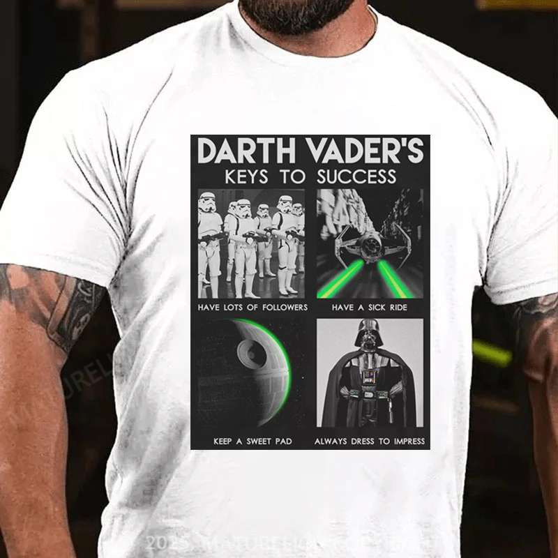 Maturelion Men's T-Shirt Darth Vader's Keys To Success Cotton T-Shirt