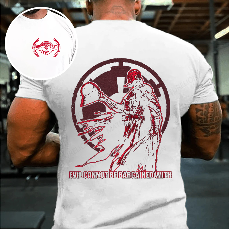 Maturelion Men's T-shirt Evil Cannot Be Bargained With Cotton T-shirt