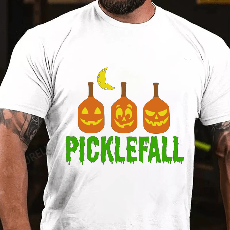 Maturelion Men's T-Shirt Happy Picklefall Halloween Cotton T-Shirt