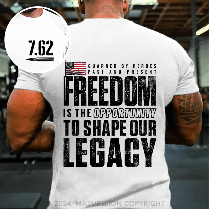 Maturelion Men's T-Shirt Freedom Guarded by Heroes Vintage Cotton T-Shirt